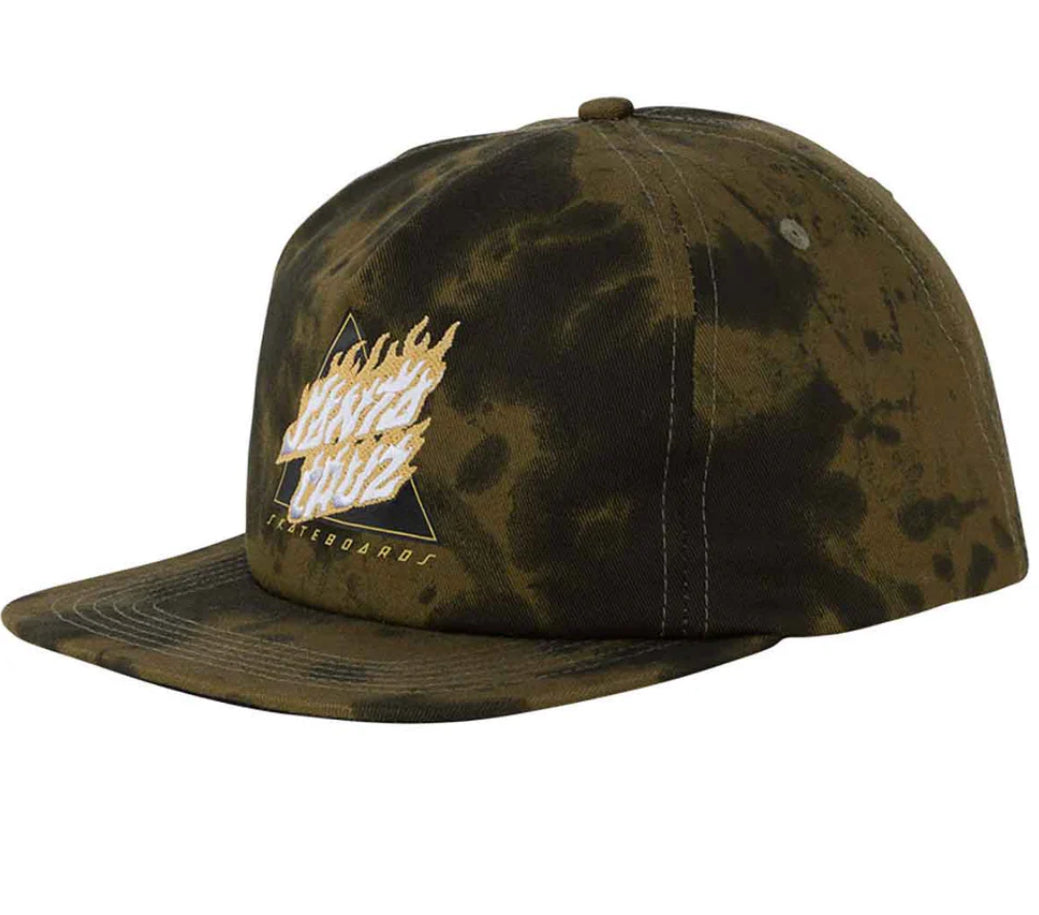 Santa Cruz Olive Washed Snapback Hat Flamed Not a Dot